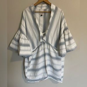 Universal Thread Women Swim Cover Up Top Blue White Stripe Cotton resort wear